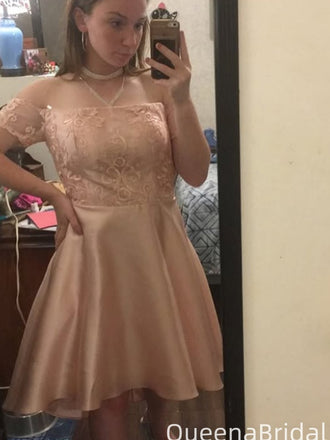 Gorgeous Off-shoulder Lace A-line Short Mini Homecoming Dress,QB1010