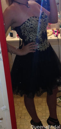 Gorgeous Strapless Sweetheart A-line Short Mini Homecoming Dress,QB1011