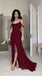 Sexy Burgundy Mermaid Front Slit Party Dress Long Prom Dresses to Impress ,WGP1601