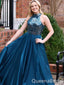 Halter Lace up Back A-line Party Dress Long Prom Dresses to Impress ,WGP1519