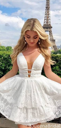 Gorgeous Deep V-neck A-line Short Mini Homecoming Dress,QB1012