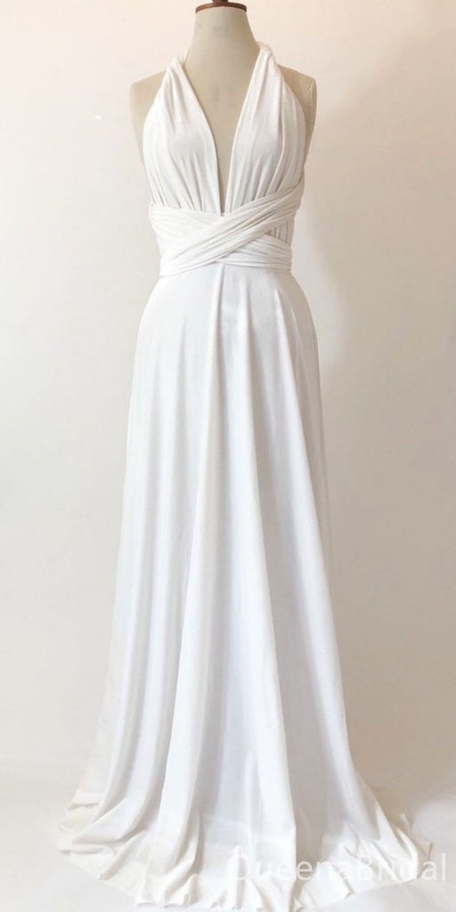 Elegant Ivory V Neck Hater A-line Party Dress Long Prom Dresses to Impress ,WGP1602