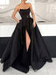 Sexy Strapless Black High Slit Mermaid Blue Evening Gown Long Formal Dresses Prom Dresses with Belt , WGP754