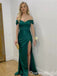 Sexy Simple Sweetheart High Side Slit Green Off-the-shoulder Evening Gown Maxi Long Formal Dresses Prom Dresses,WGP916