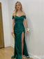 Sexy Simple Sweetheart High Side Slit Green Off-the-shoulder Evening Gown Maxi Long Formal Dresses Prom Dresses,WGP916