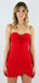 Elegant Red Satin Sheath Ruffle Cheap Simple Short Homecoming Dresses, QB0438