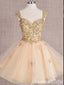 A-line Lace Appliques Lace Up Back Butterfly Ball Gown Graduation Party Short Homecoming Dresses ,QB0709