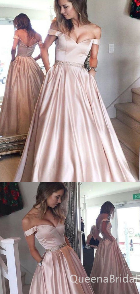 Sexy Elegant Off Shoulder Pink Sweetheart Evening Gown Long Prom Dresses with Pleats,WGP668