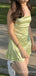 Simple Light Baby Green Spaghetti Straps A-line Graduation Party Homecoming Dresses ,QB0697