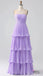 Elegant Strapless Lilac Tiered A-line Long Party Dress Prom Dresses ,WGP1784