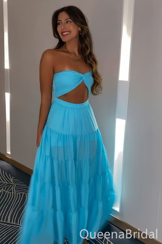 Blue Strapless A-line Prom Dresses to Impress ,WGP1312 – QueenaBridal