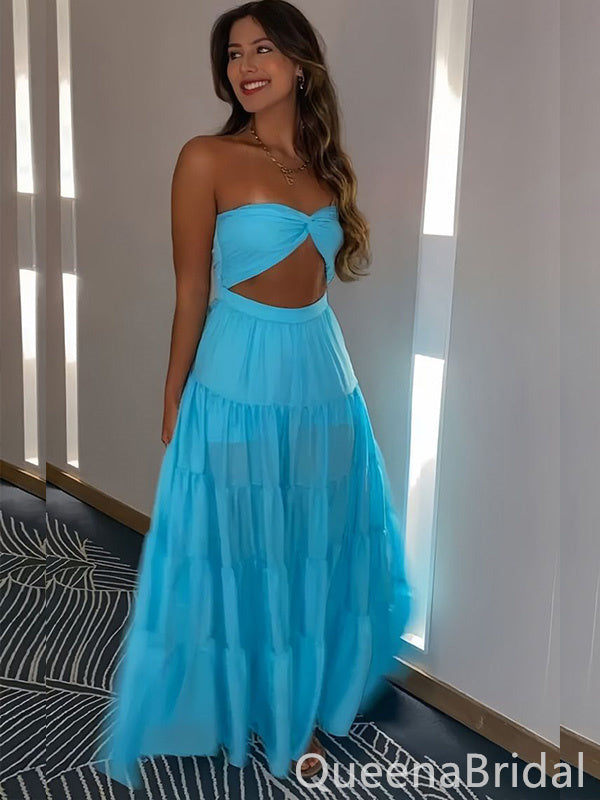 prom dress to impress Backless Long with Sheer-Lace Bodice Cloud Blue / 6 With a flattering V Dress to Impress: The Ultimate