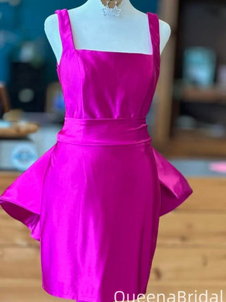 Elegant Spaghetti Strap Square Sheath Short Mini Homecoming Dress,QB1015