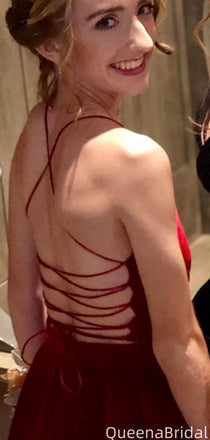 Elegant Spaghetti Strap V-neck A-line Short Mini Homecoming Dress,QB1016