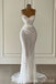 White Spaghetti Straps Sweetheart Mermaid Long Wedding Dresses  ,WGP230