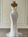 White Spaghetti Straps Sweetheart Mermaid Long Wedding Dresses  ,WGP230