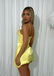 Elegant Yellow Spaghetti Straps Diamond Sheath Simple Cheap Short Homecoming Dresses, QB0454