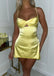 Elegant Yellow Spaghetti Straps Diamond Sheath Simple Cheap Short Homecoming Dresses, QB0454