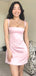 Elegant Pink Soft Satin Sheath Cheap Simple Short Homecoming Dresses,QB0429