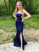 Sexy Strapless Mermaid Party Dress Long Prom Dresses to Impress with Slit ,WGP1384