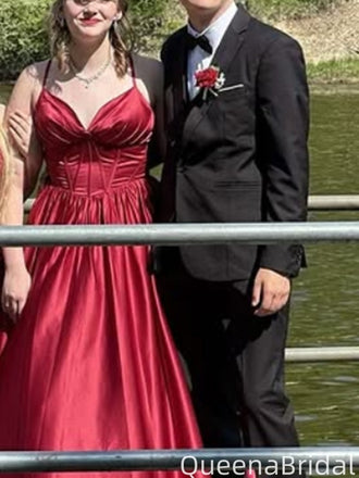 Elegant Spaghetti Strap V-neck A-line Long Formal Gown to Impress,WGP2046