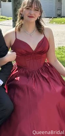 Elegant Spaghetti Strap V-neck A-line Long Formal Gown to Impress,WGP2046