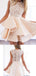 Elegant Jewel Light Pink Sleeveless A-line Short Homecoming Dresses with Ruffles, QB0606