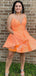 Sexy V-neck A-line Spaghetti Straps Short Homecoming Dresses with Pockets, QB0560