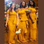 Yellow Off Shoulder Mermaid Long Bridesmaid Dresses ,BDS0213