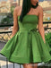 Sexy Elegant Green A-line Strapless Short Homecoming Dresses with Pleats, QB0615