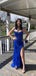 Sexy Royal Blue Spaghetti Strap Side Slit Sequin Mermaid Long Prom Dresses,WGP425