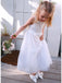 Simple Square White A- Line Sleeveless Tulle Cheap Long Flower Girl Dresses, FGS0028