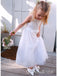 Simple Square White A- Line Sleeveless Tulle Cheap Long Flower Girl Dresses, FGS0028