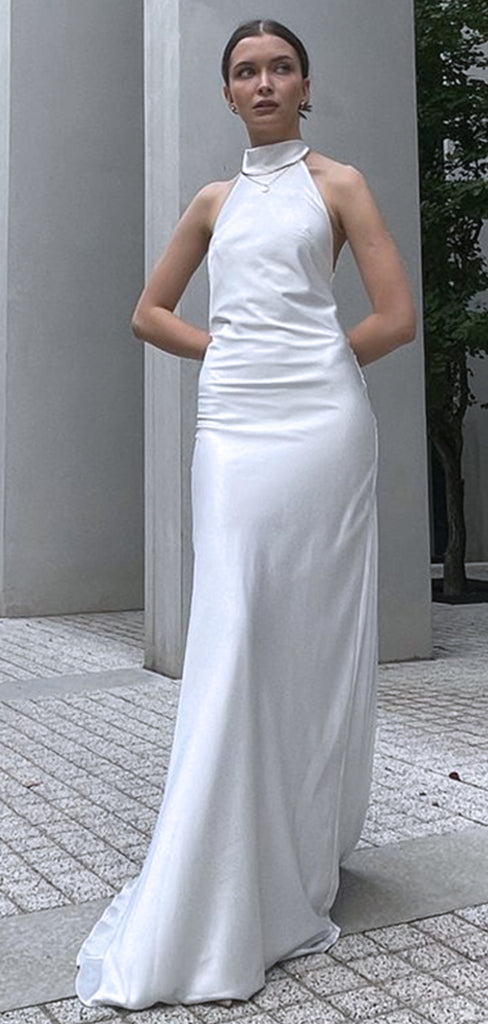 Elegant Silver Round Neck Strapless Simple Evening Prom Dresses,WGP477