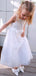 Simple Square White A- Line Sleeveless Tulle Cheap Long Flower Girl Dresses, FGS0028