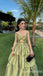 Green Layer Strapless A-line Evening Gown Maxi Long Evening Party Prom Dresses ,WGP1043