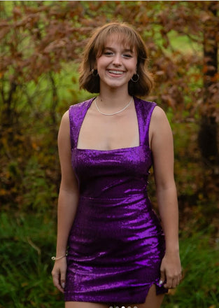 Elegant Purple Short Homecoming Dress Graduation Party Dress , QB0868
