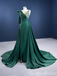 Gorgeous Green Single Long Sleeve Illusion A-line Lace up Back Party Dress Long Prom Dresses to Impress ,WGP1702