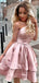 Sexy PInk A-line Charming One Shoulder Short Homecoming Dresses with Ruffles, QB0561