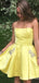 Sexy Yellow Beaded Straight Neck Strapless Charming Short Homecoming Dresses  ,QB0645