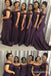 Dark Purple Off Shoulder Mermaid Long Bridesmaid Dresses , BDS0188