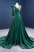 Gorgeous Green Single Long Sleeve Illusion A-line Lace up Back Party Dress Long Prom Dresses to Impress ,WGP1702