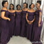 Dark Purple Off Shoulder Mermaid Long Bridesmaid Dresses , BDS0188