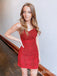 Elegant Red Appliques Lace Spaghetti Strap Simple Cheap Short Homecoming Dresses,QB0393