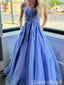 Elegant Tulle Lace Appliques A-line Evening Gown Long Prom Dresses ,WGP637