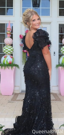 Formal Short Sleeves Unique Lace Mermaid Long Formal Gown to Impress,WGP2007