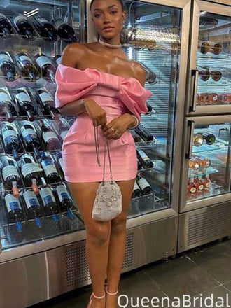 Elegant Off-shoulder Sheath Short Mini Homecoming Dress,QB1018
