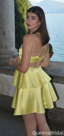 Elegant Spaghetti Strap A-line Short Mini Homecoming Dress,QB1021