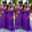 Elegant Purple Chiffon One Shoulder Beading Mermaid Simple Long Cheap Bridesmaid Dresses, BDS0193