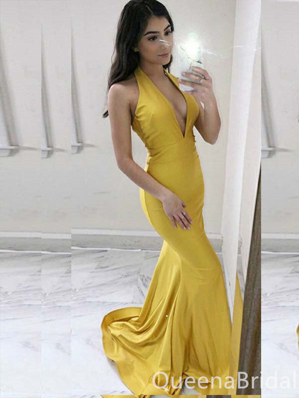 Sexy Halter Plunging Mermaid Evening Gown Maxi Long Formal Dresses Prom Dresses ,WGP844